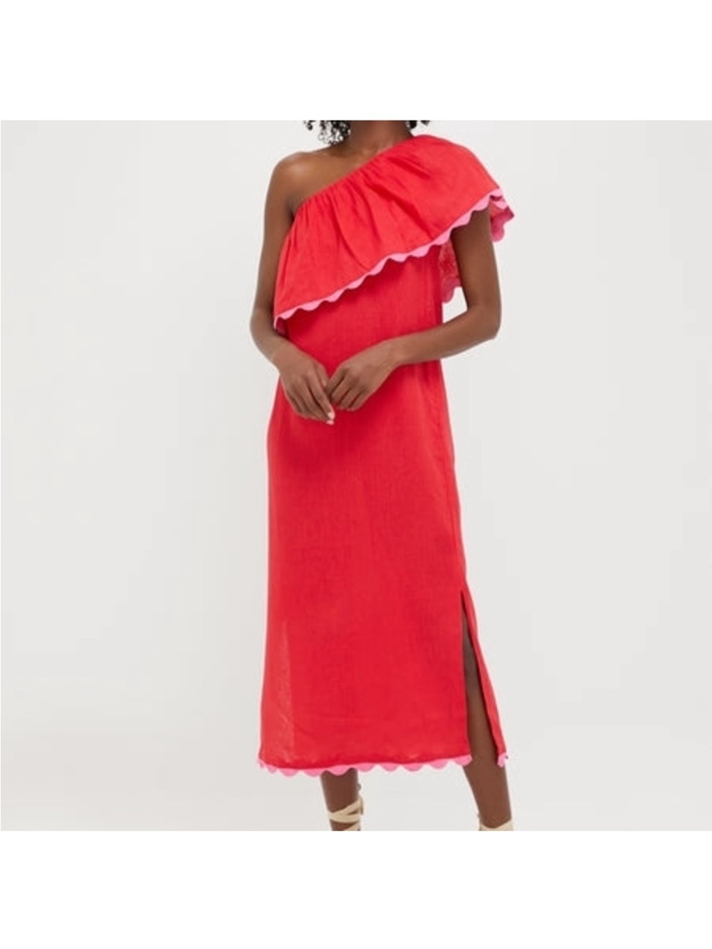 Tuckernuck Hibiscus Red Linen Amalfi Dress s